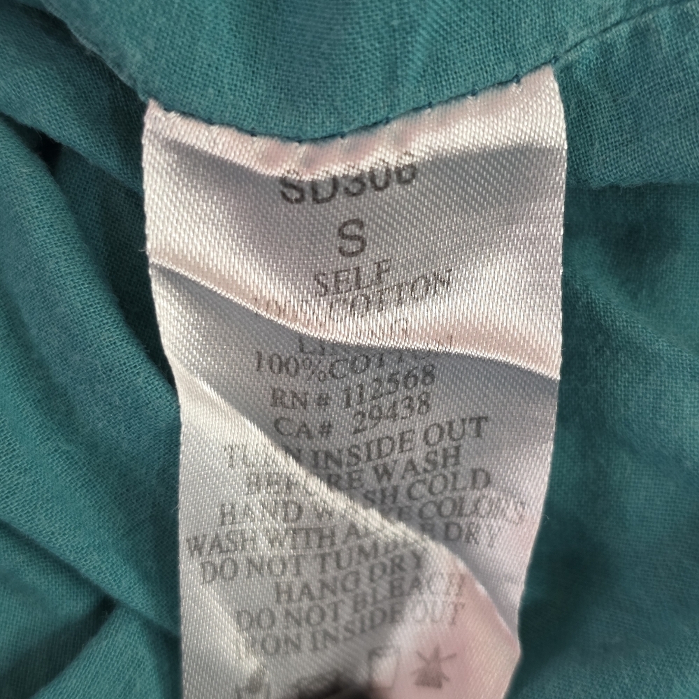 Miss Me Strapless Embroidered Lined Mini Dress Teal Cotton Small Boho Festival - Picture 9 of 9